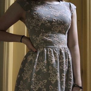 Vintage rose embroidered mini dress